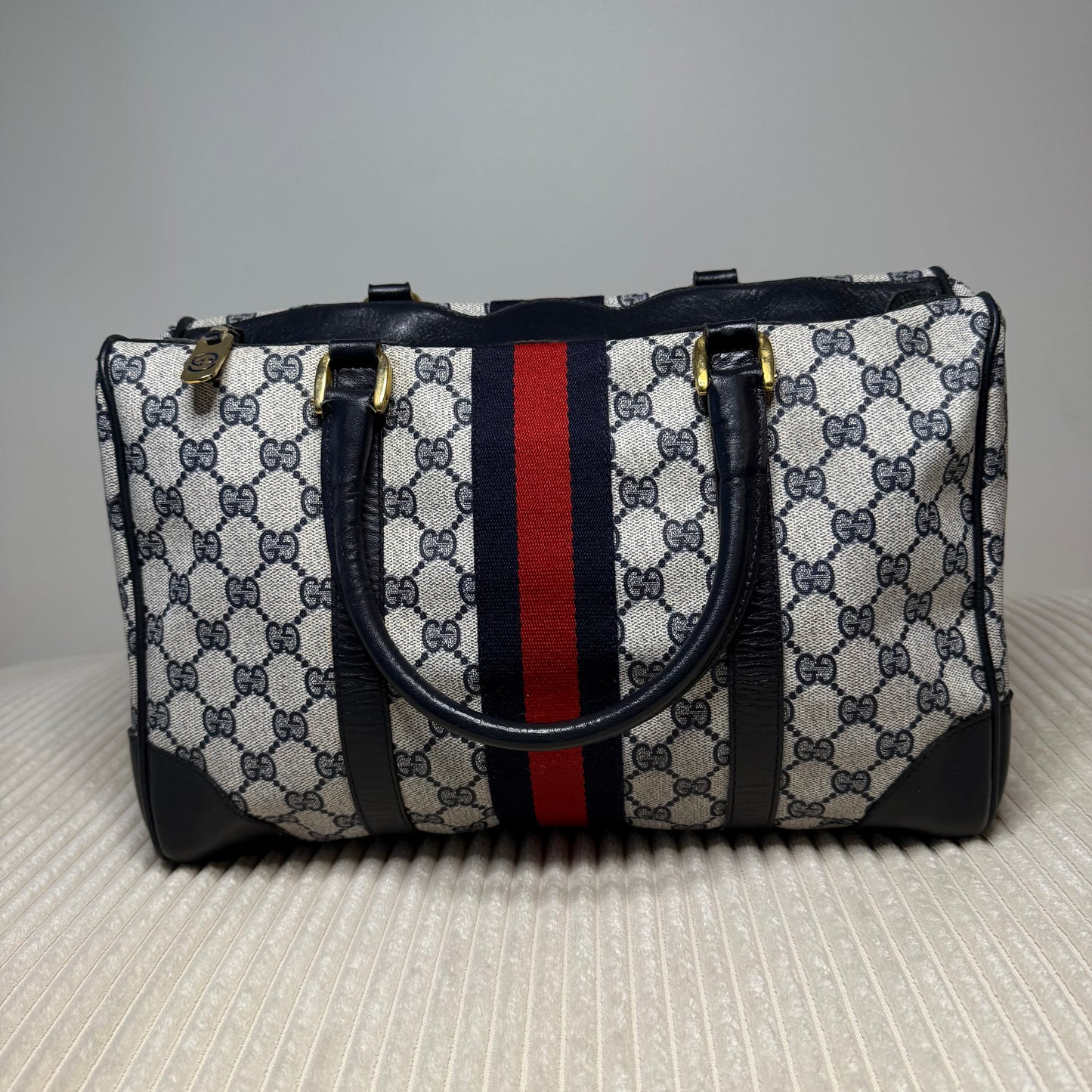 Gucci - Web Supreme Canvas Boston Bag