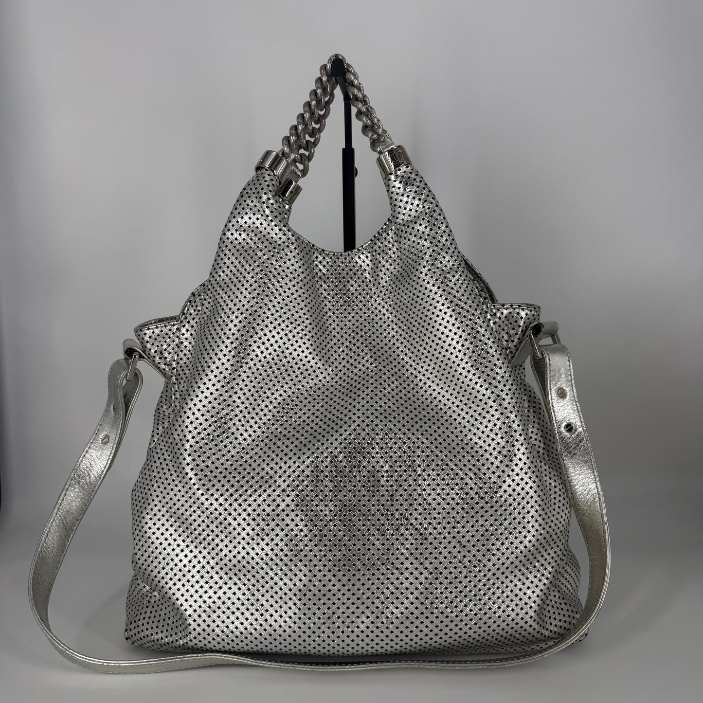 CHANEL Rodeo Drive Tote – Perforated Leather – Silver Hardware