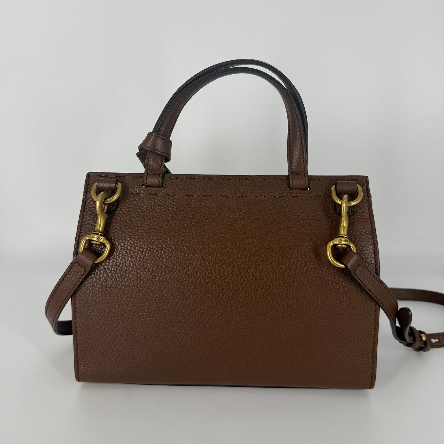 GUCCI Marmont Leather Top handle Handbag – Brown