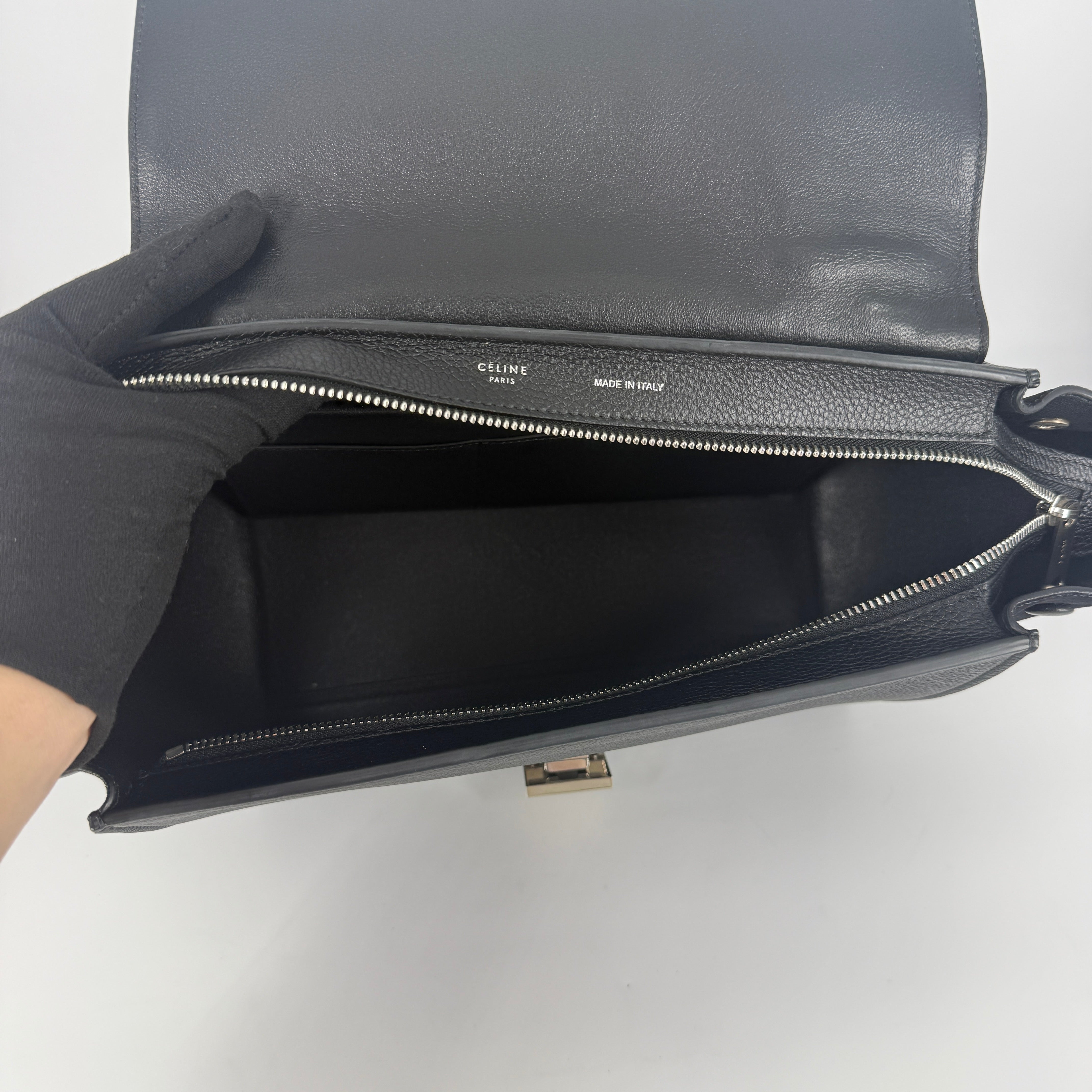 Trapeze Leather & Suede 2 Way Handbag – Black