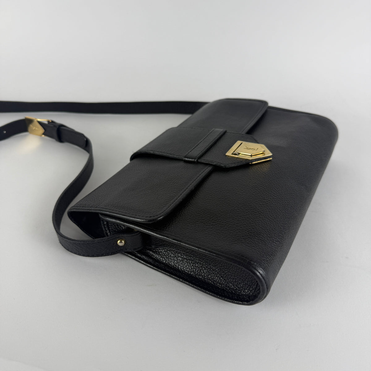 Vintage Crossbody Bag — Black Grained Leather