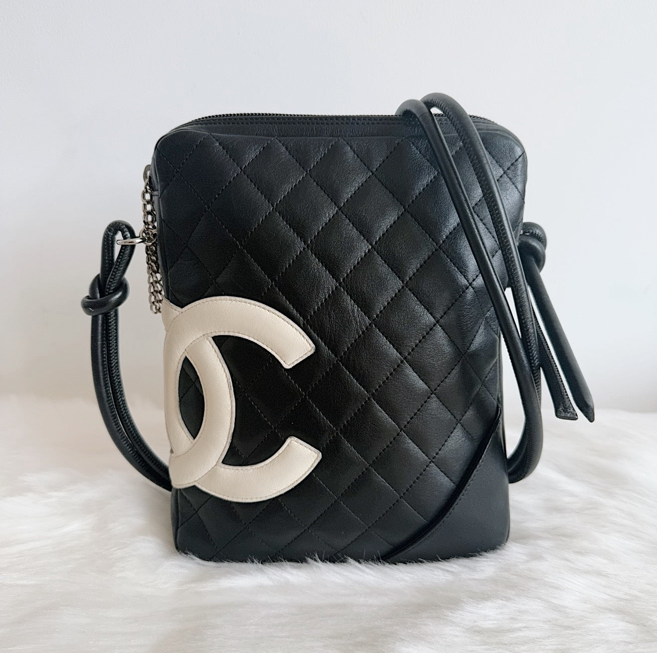 Cambon Line Crossbody Bag – Black & Silver
