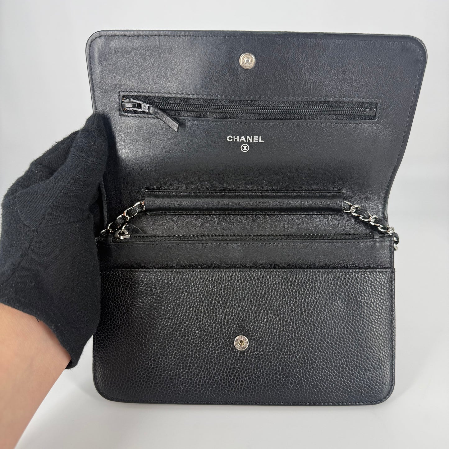 CHANEL Classic Wallet on Chain (WOC) Black Caviar Leather