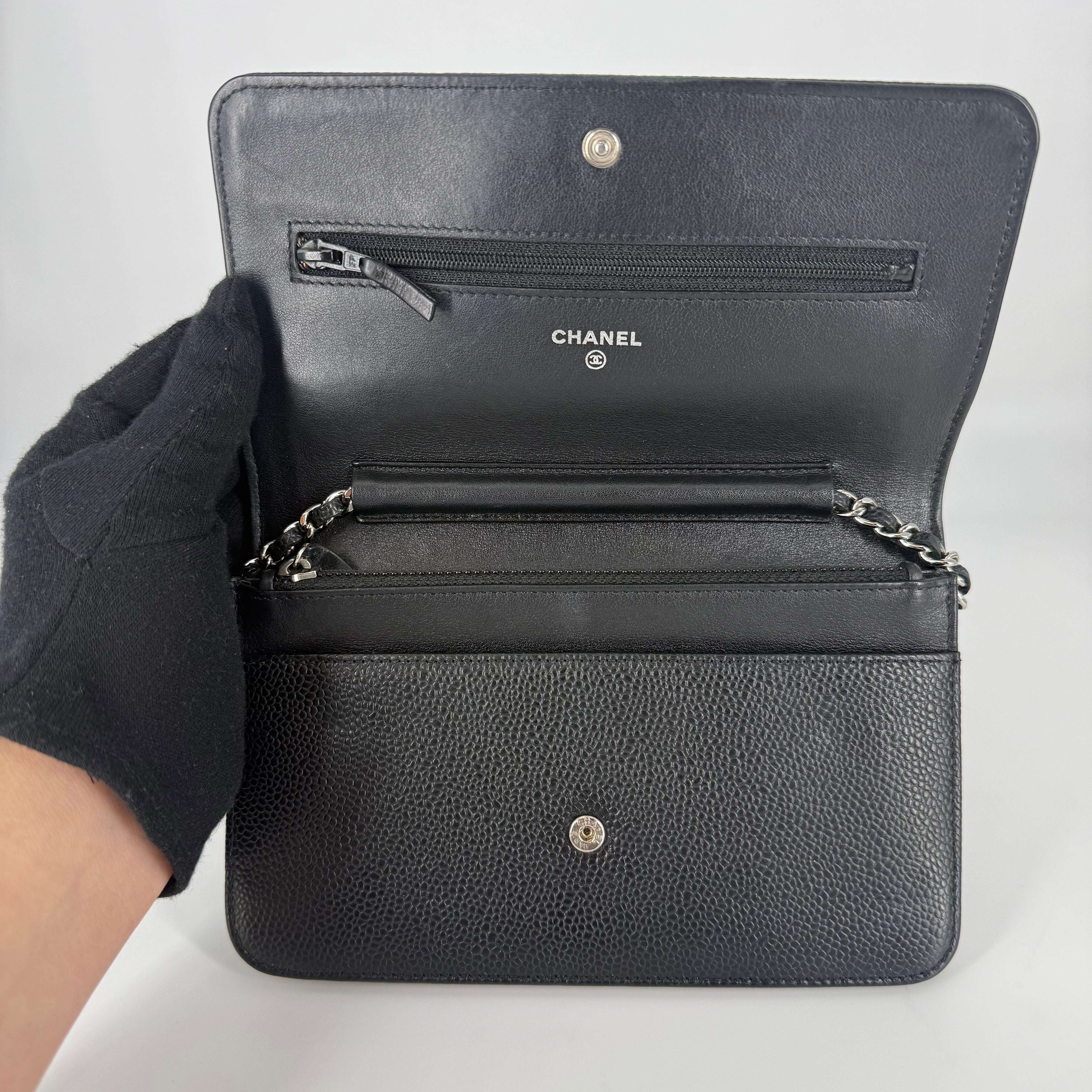 CHANEL Classic Wallet on Chain (WOC) Black Caviar Leather