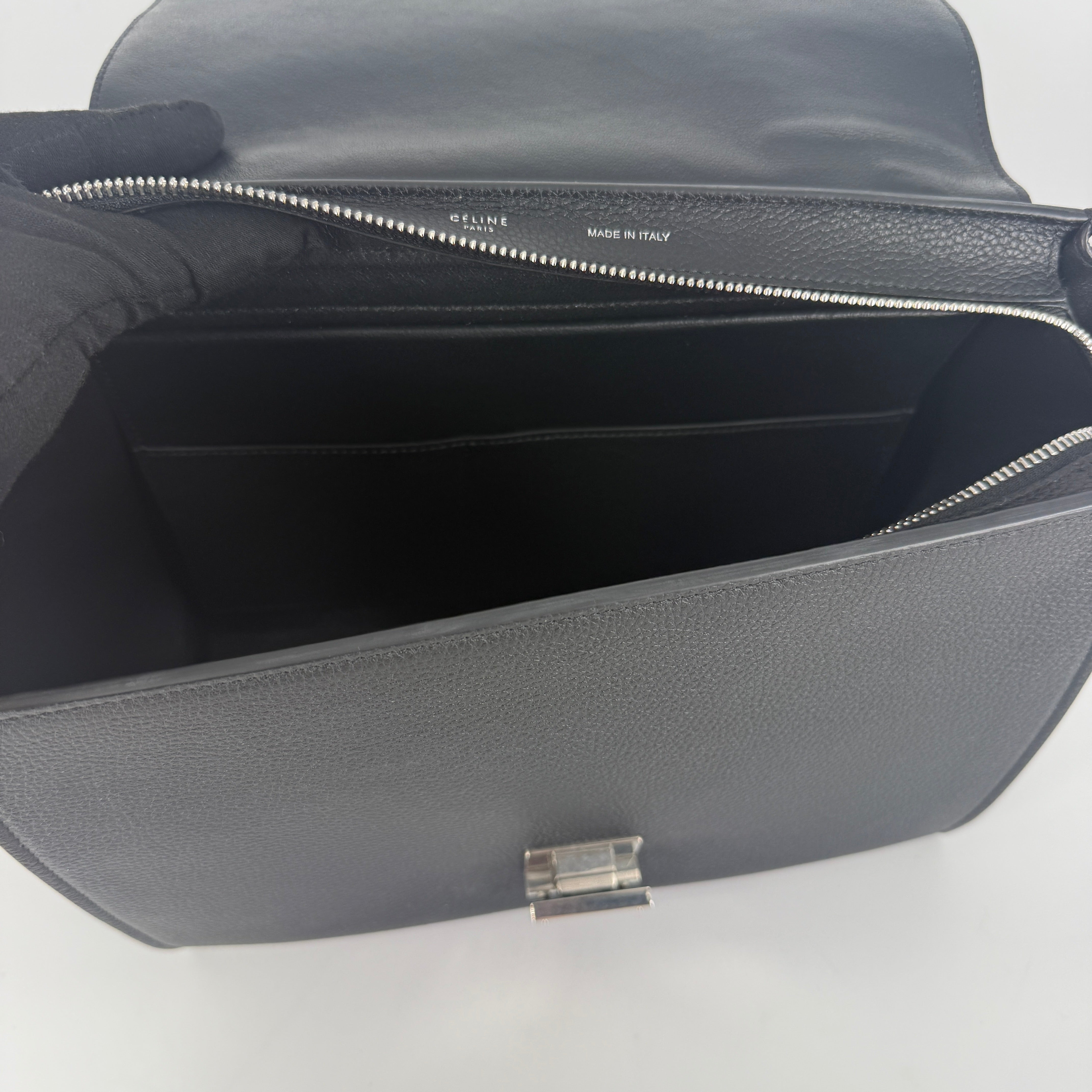 Trapeze Leather & Suede 2 Way Handbag – Black