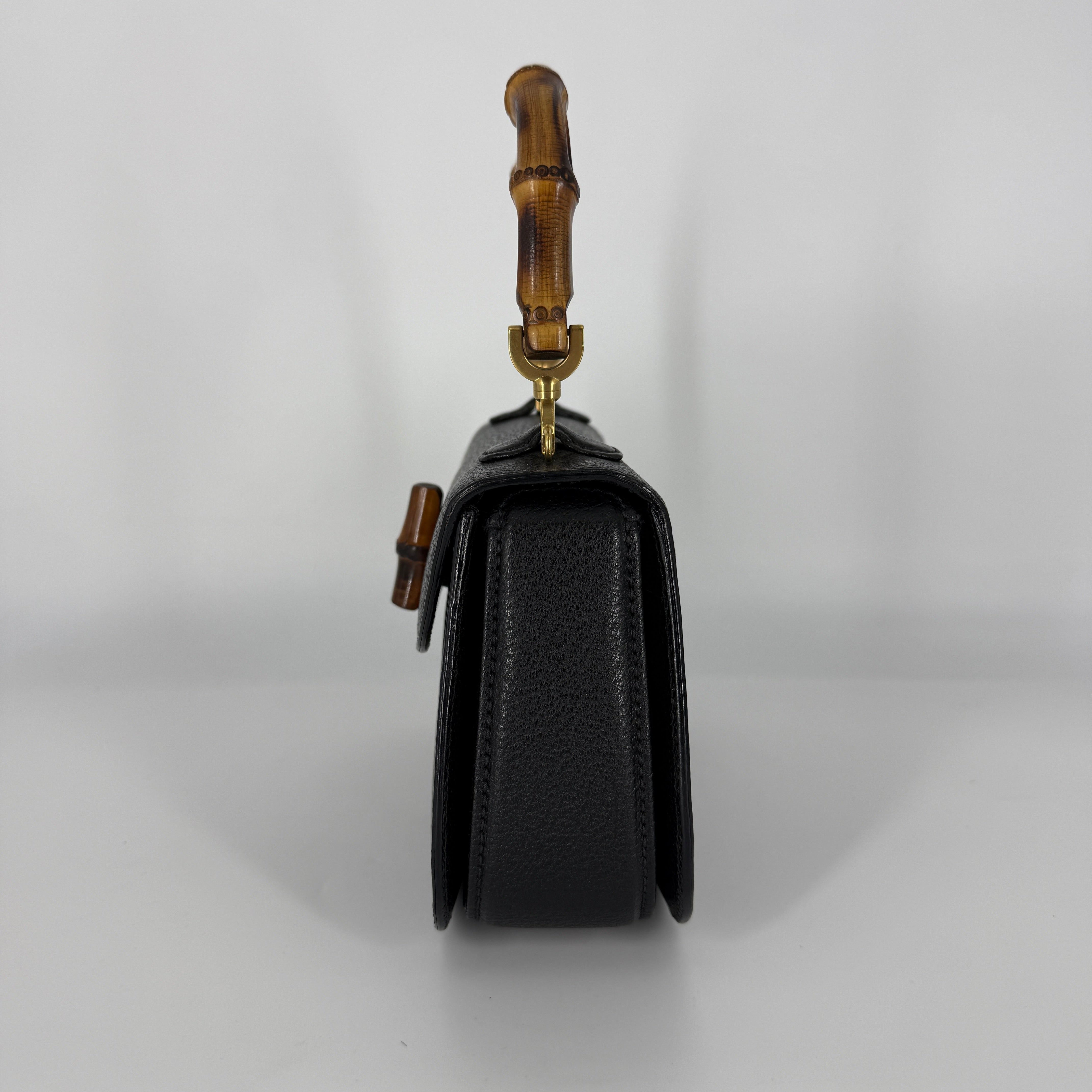 Bamboo Top Handle Bag – Black