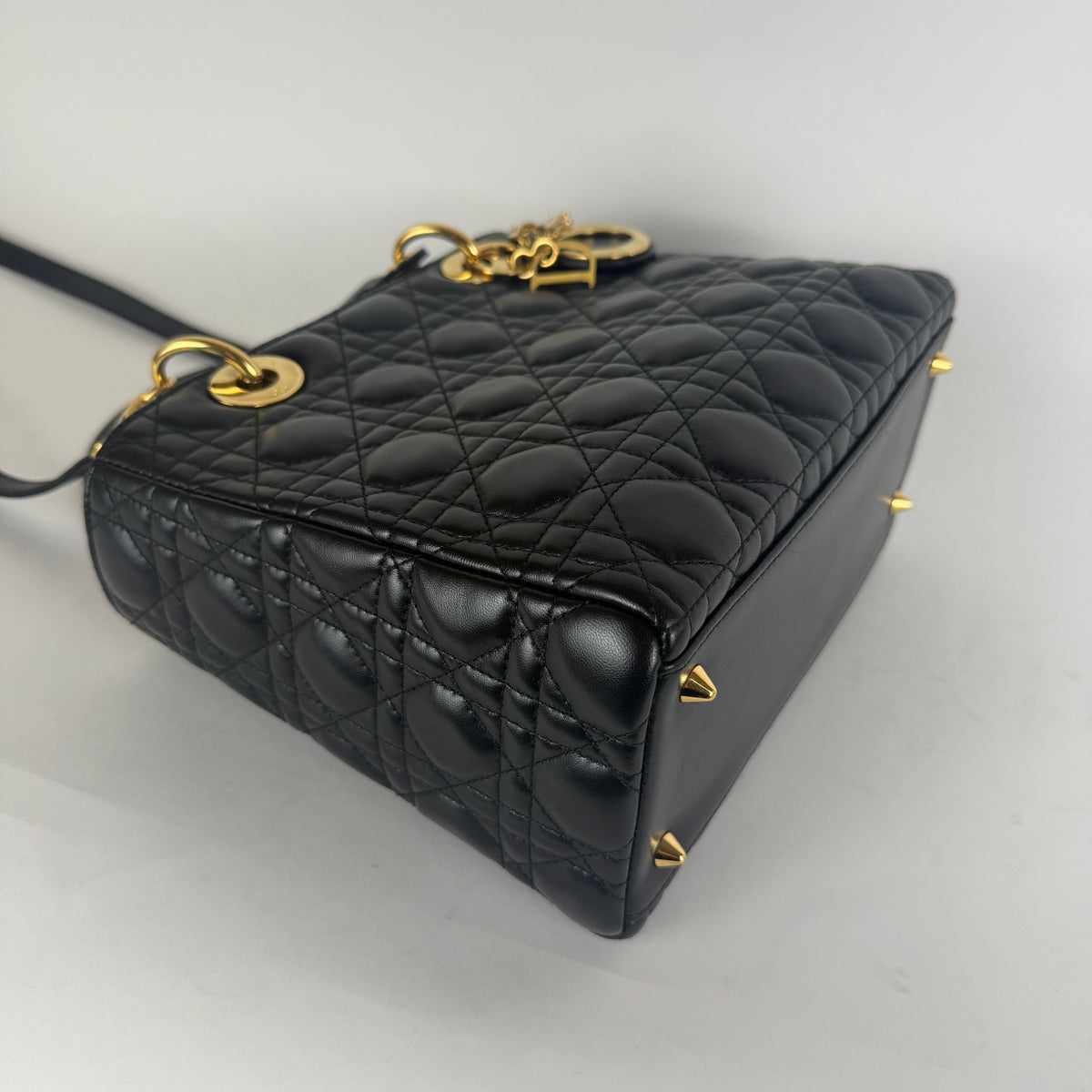 Lady Dior Medium — Black Cannage Leather — Gold-Tone Hardware