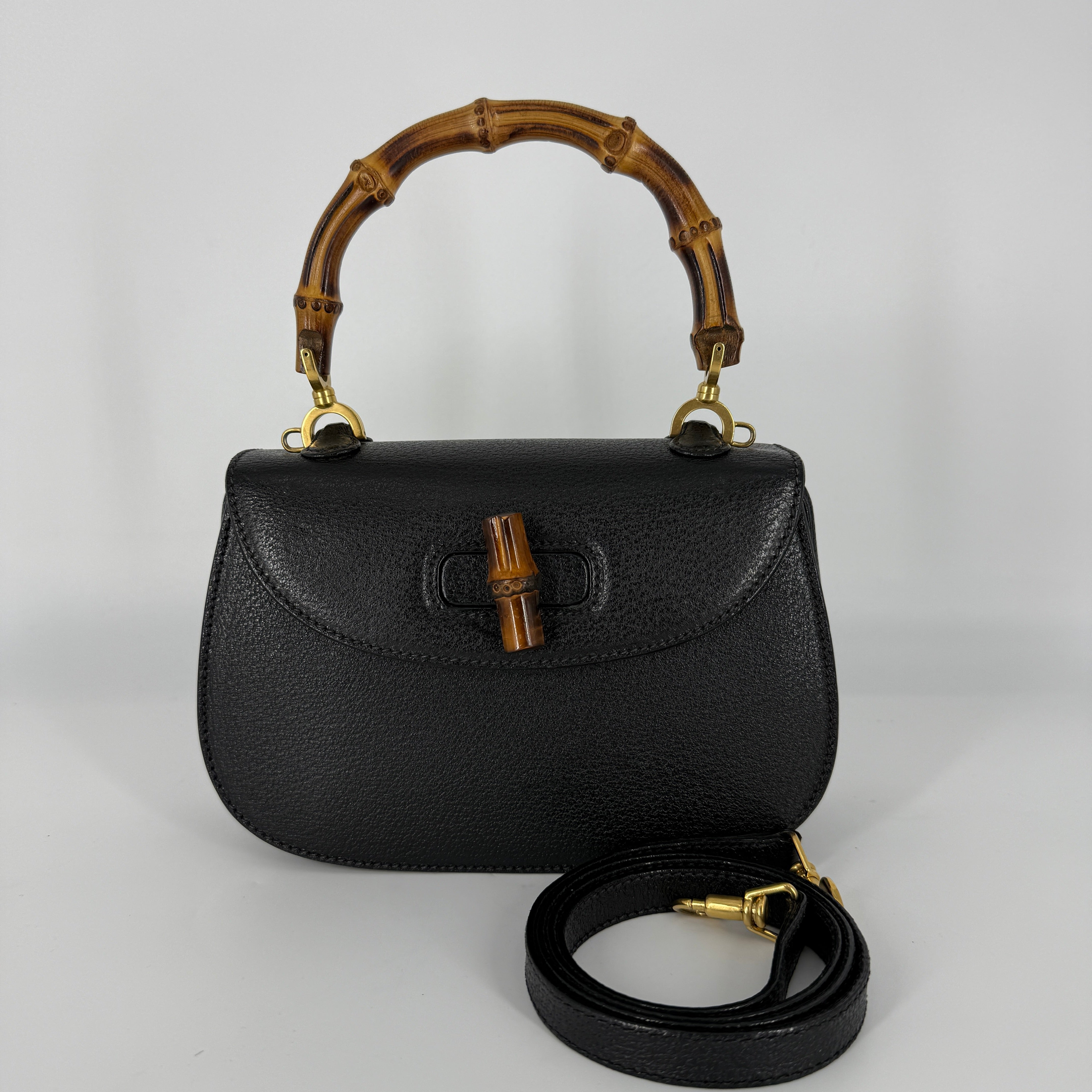 Bamboo Top Handle Bag – Black