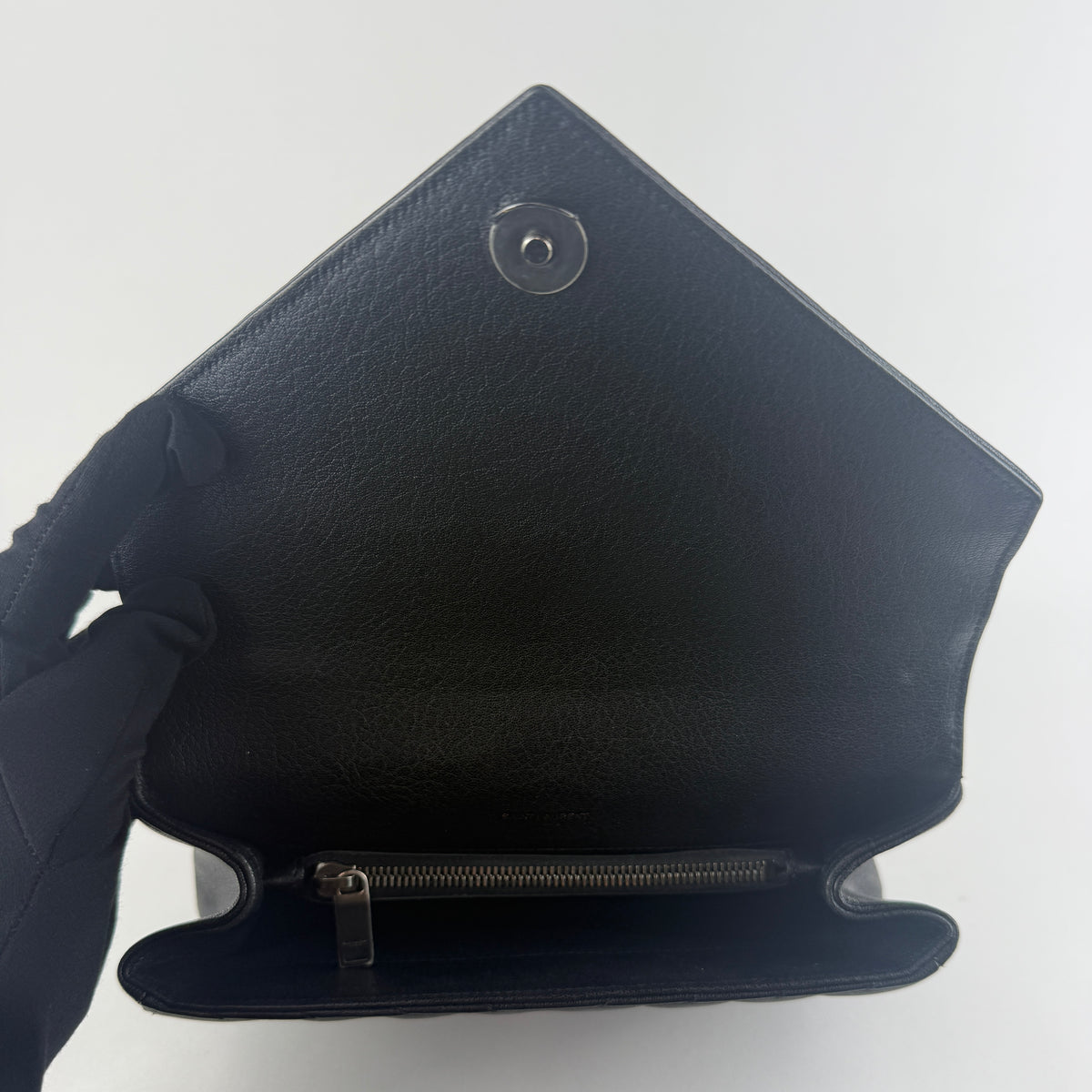 College Small Top Handle — Black Leather & Silver-Tone Hardware