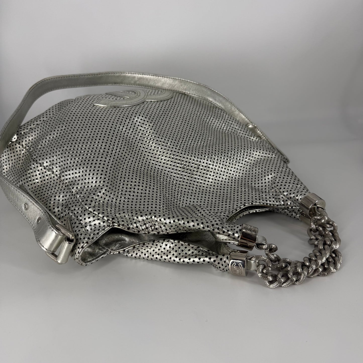 CHANEL Rodeo Drive Tote – Perforated Leather – Silver Hardware