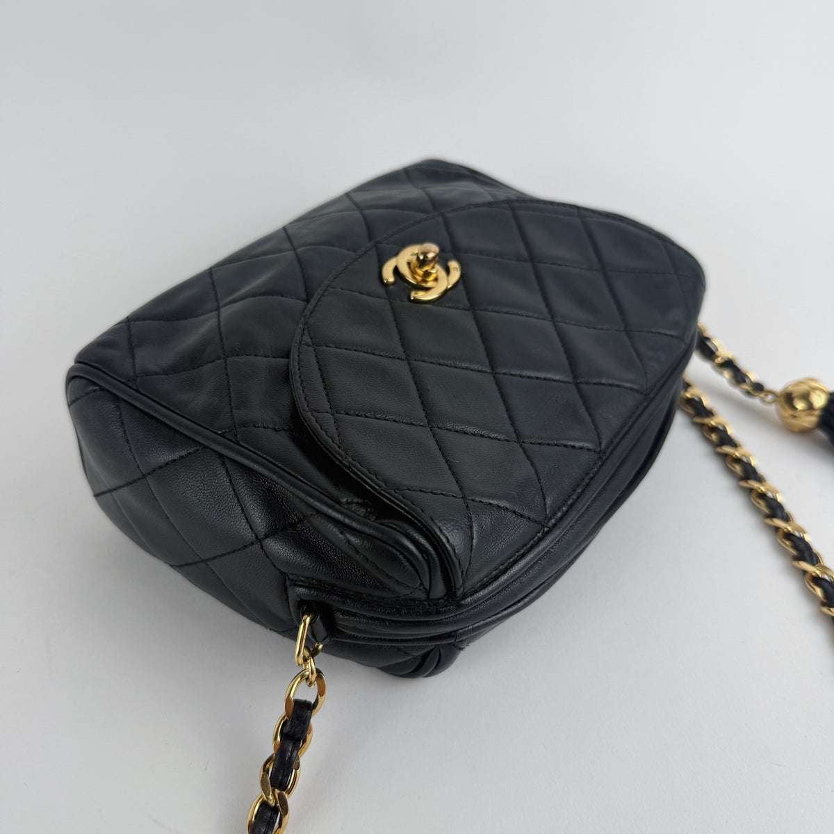 Vintage Quilted Flap Camera Bag — 24K Gold Hardware