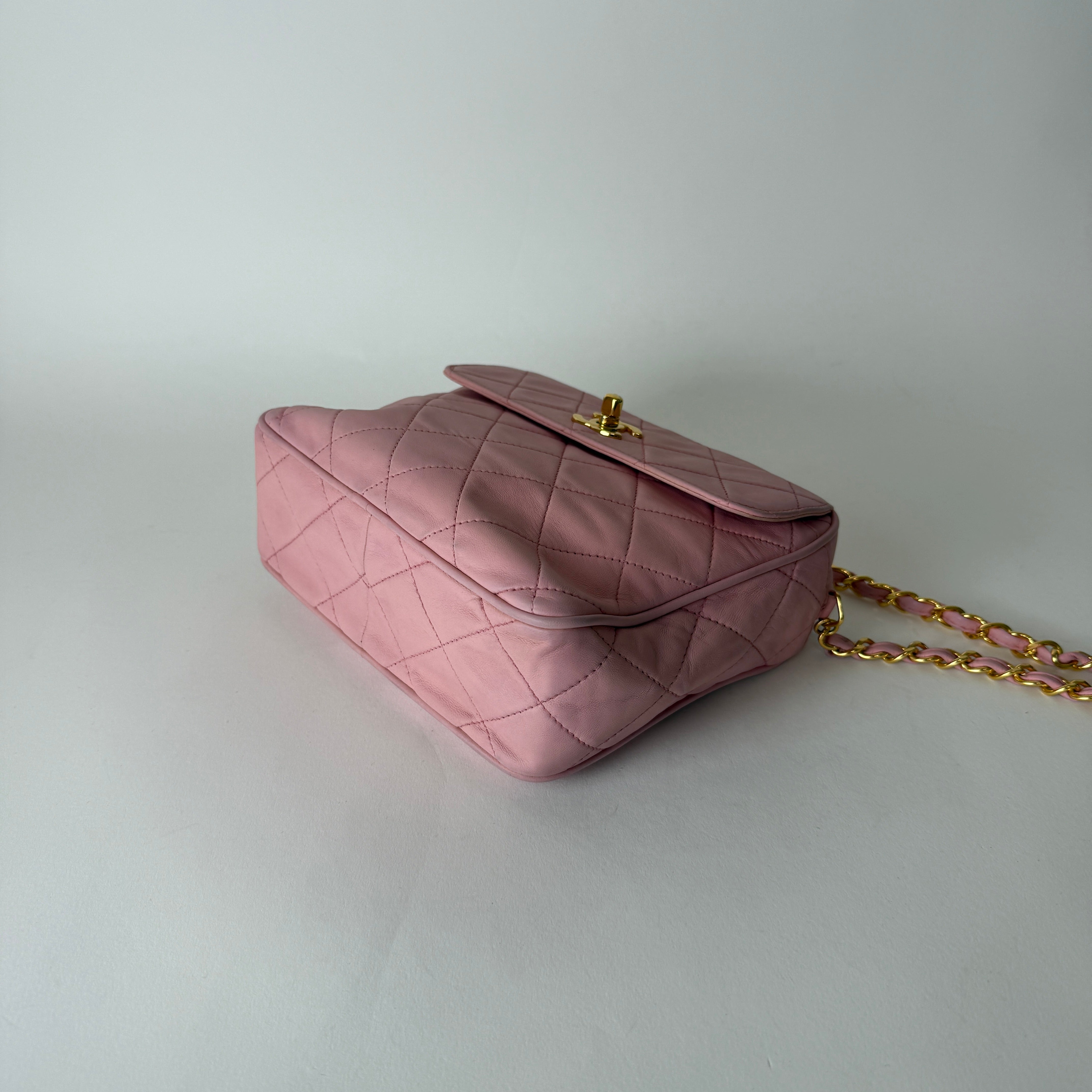 Vintage Quilted Camera Bag — Pink Lambskin