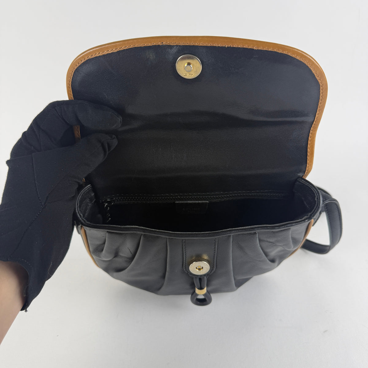 Vintage — Black Leather — Gold-Tone Hardware