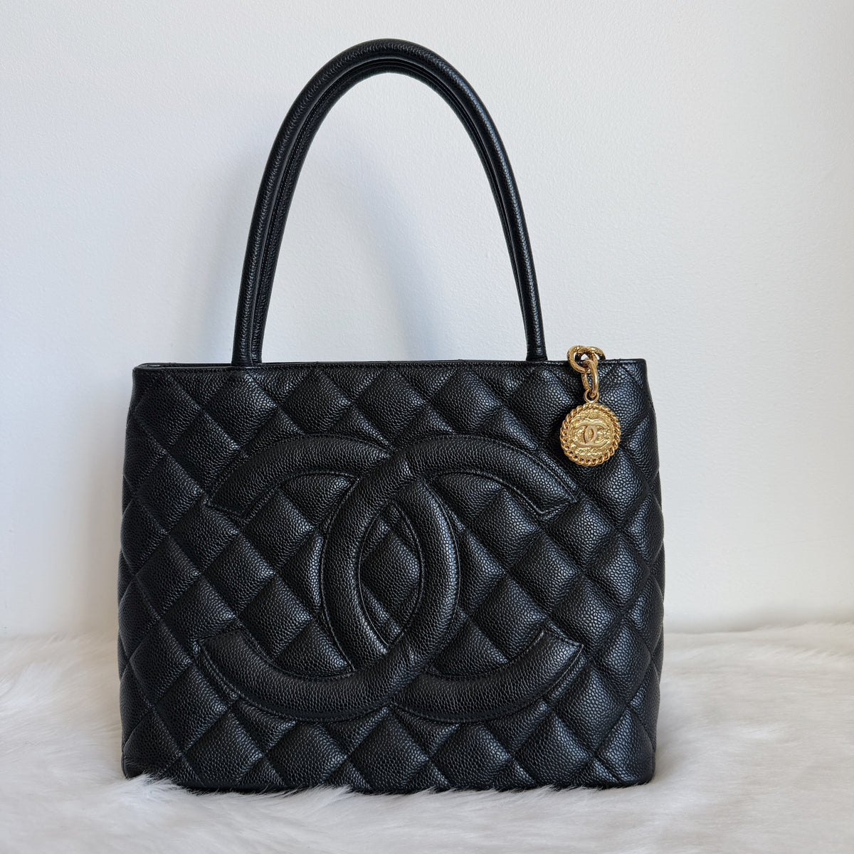 Vintage Medallion Tote — Black Caviar Leather — 24K Gold-Plated Hardware
