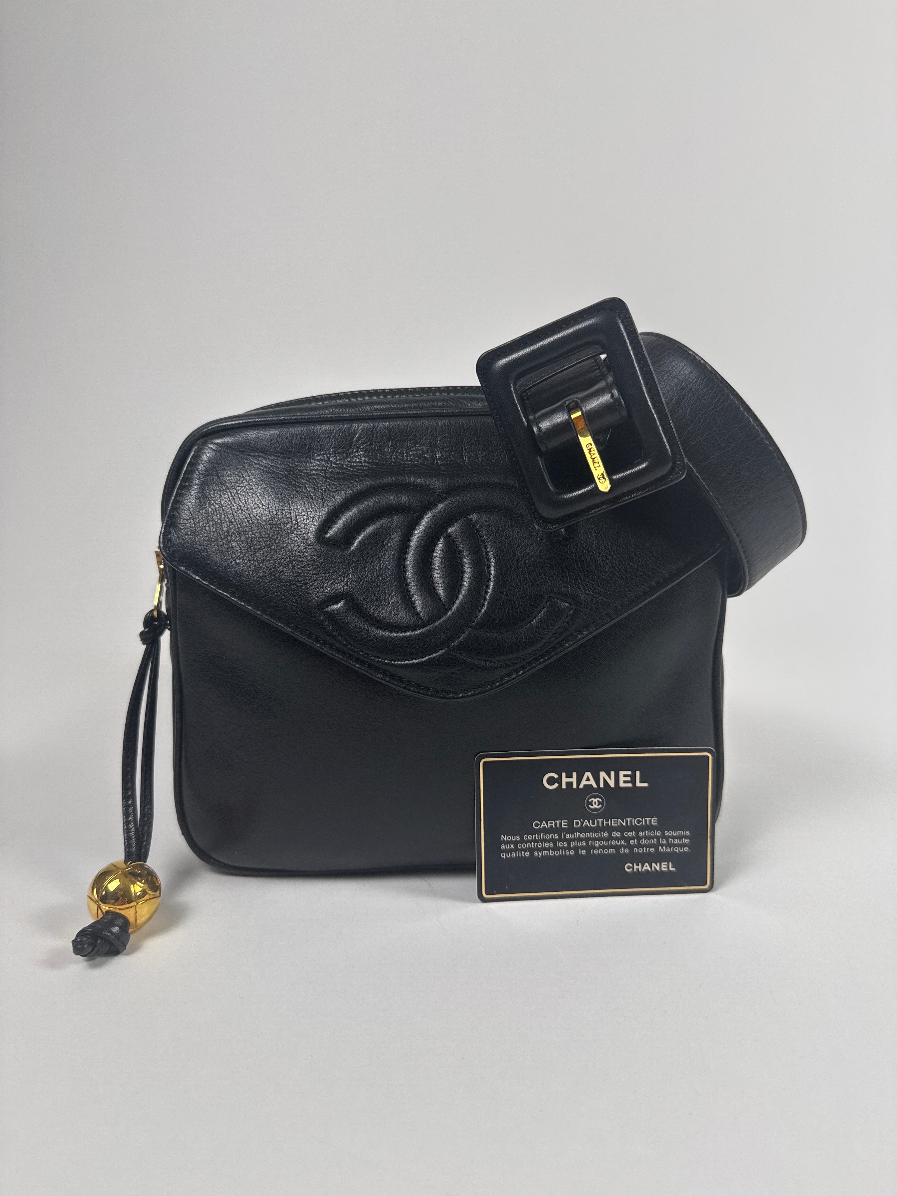 Vintage CC Waist Bag – Black Leather
