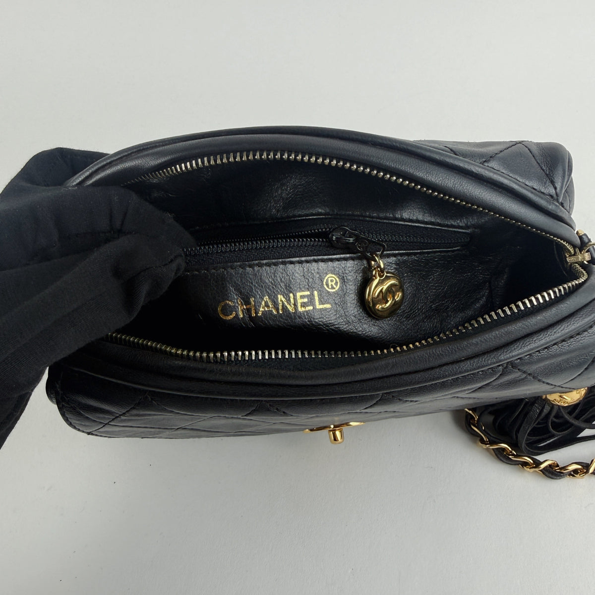 Vintage Quilted Flap Camera Bag — 24K Gold Hardware