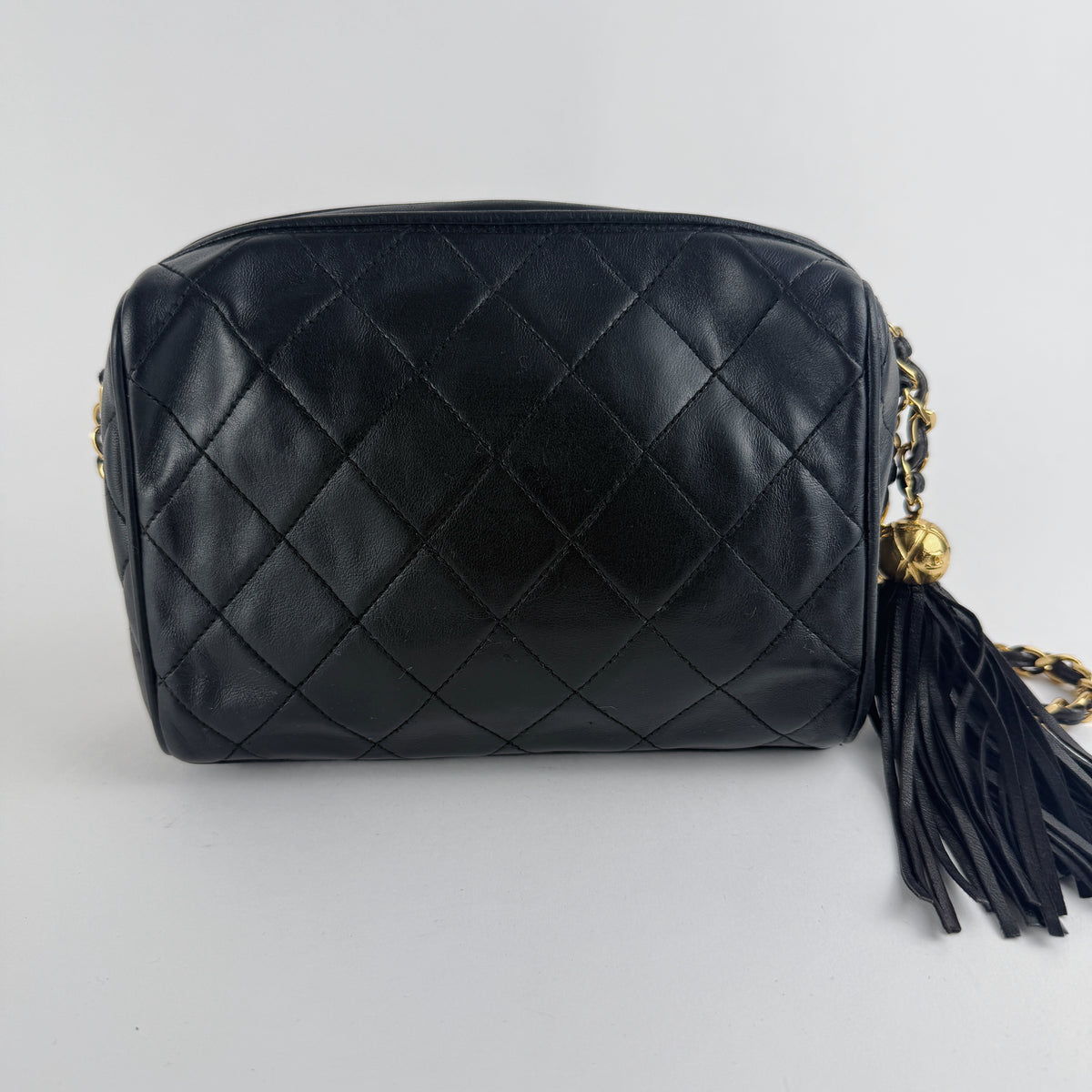Vintage Quilted Flap Camera Bag — 24K Gold Hardware
