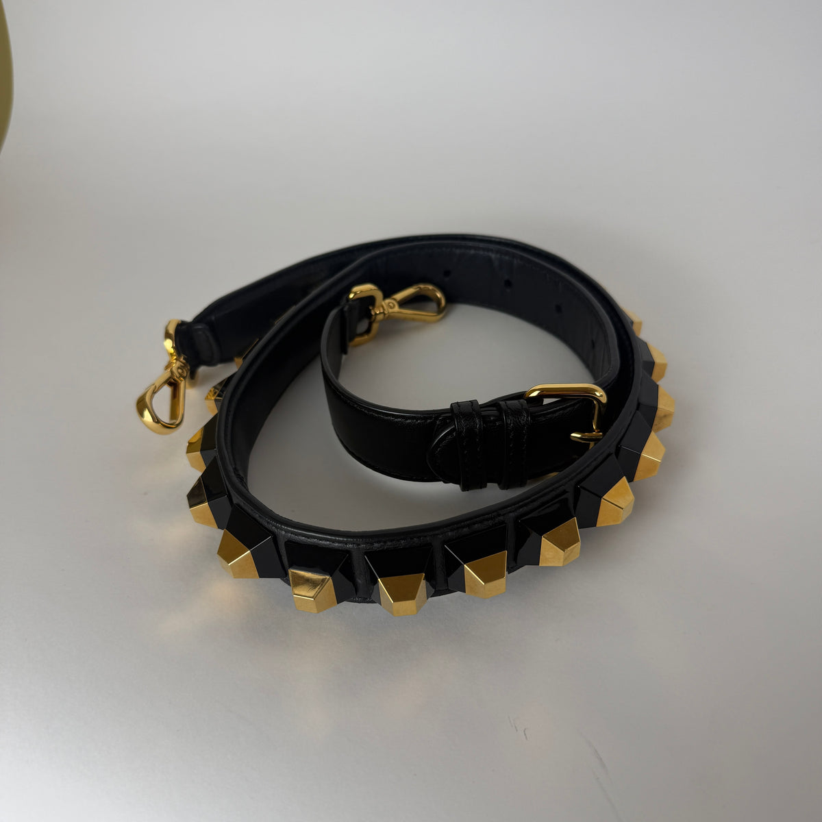 Peekaboo Mini — Black Leather — Gold-Tone Studded Strap