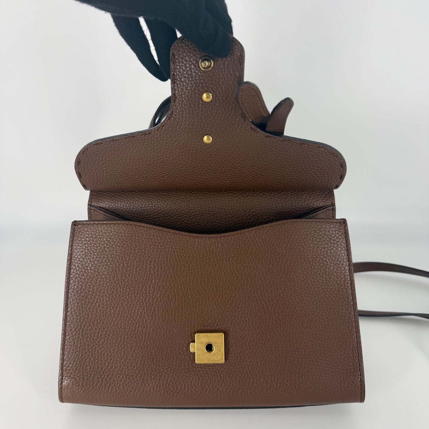 GUCCI Marmont Leather Top handle Handbag – Brown