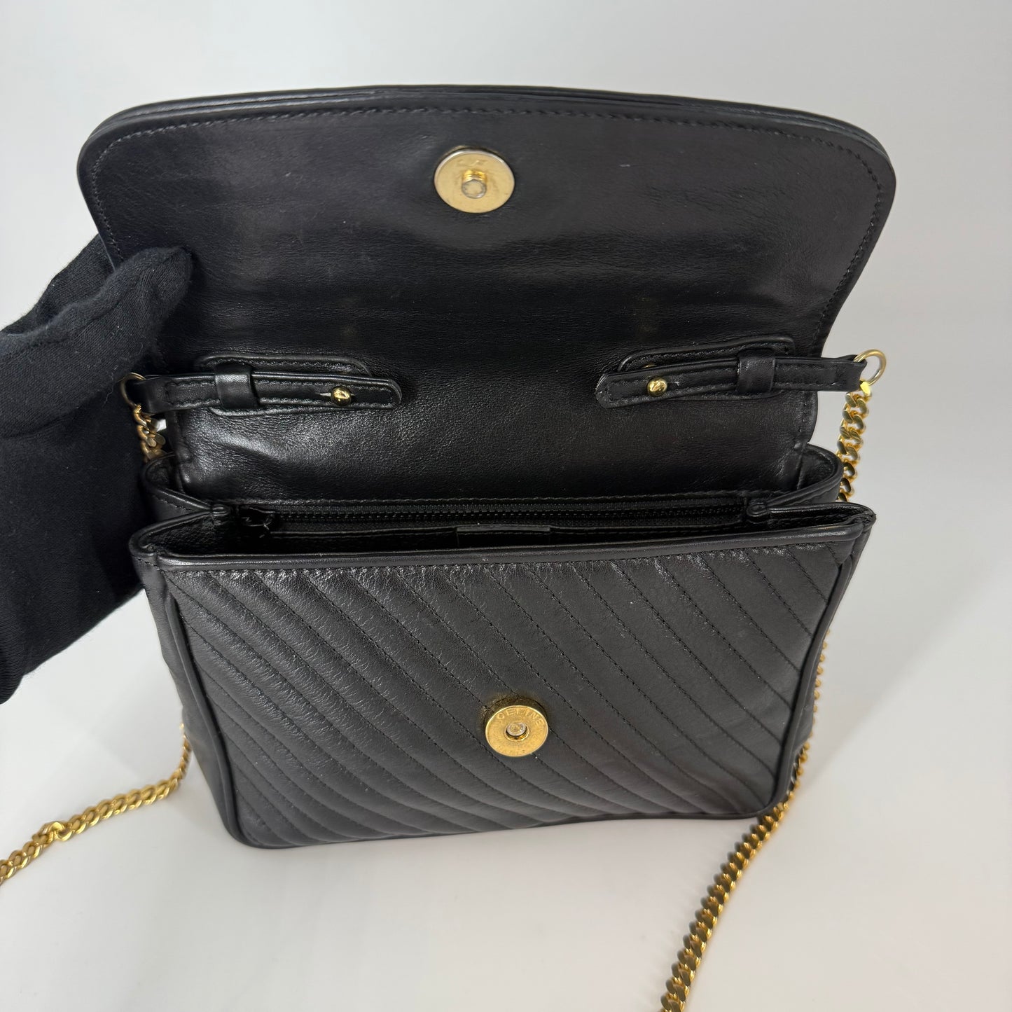 CELINE Leather Chain Shoulder Bag