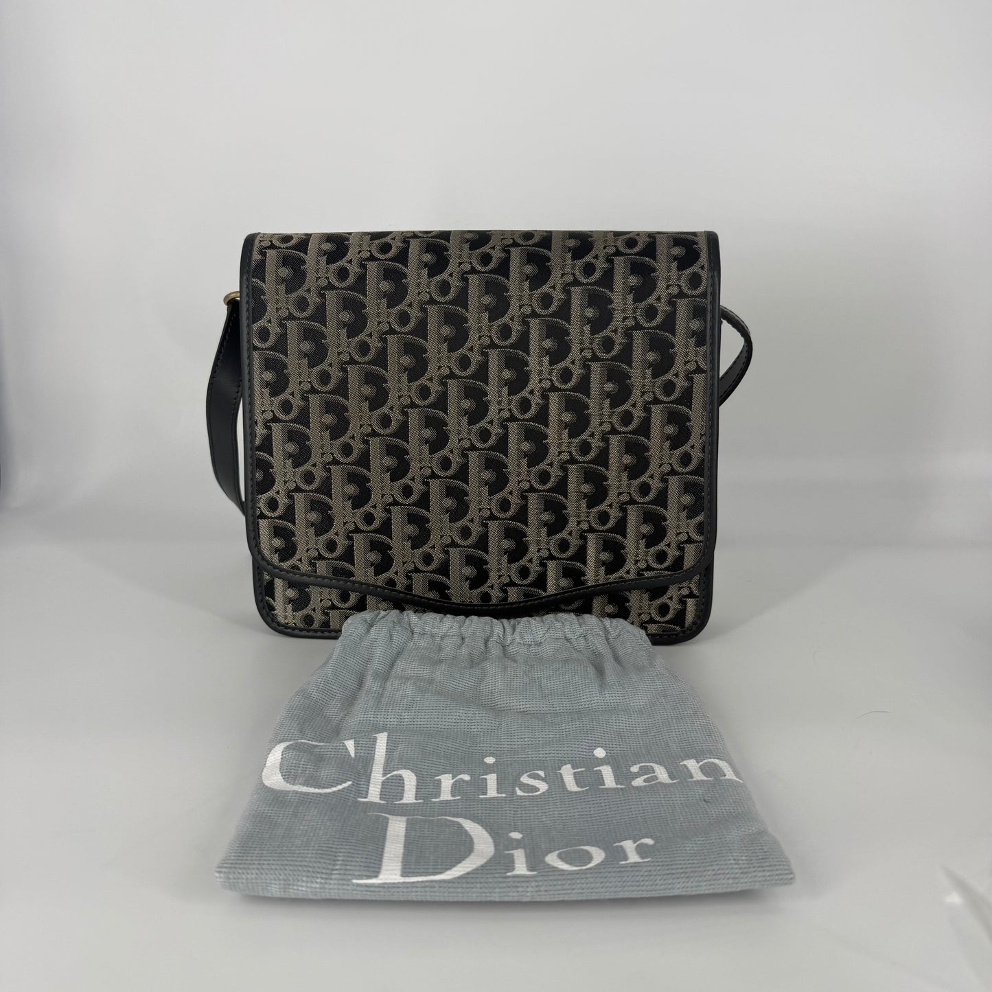 CHRISTIAN DIOR Oblique Canvas Flap Crossbody Bag