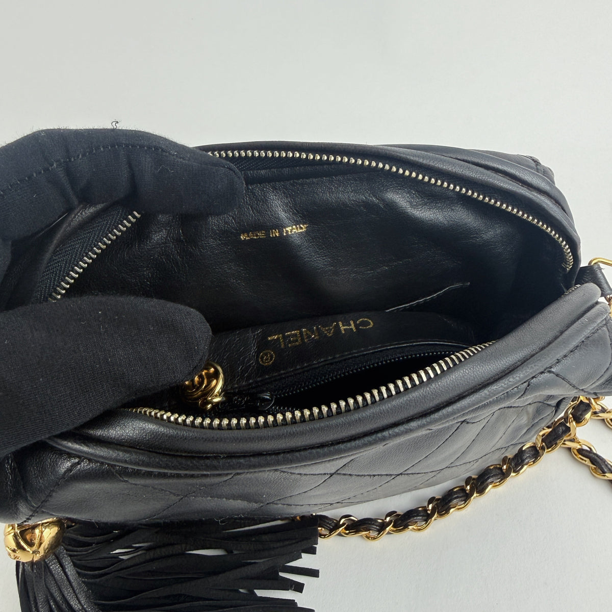 Vintage Quilted Flap Camera Bag — 24K Gold Hardware