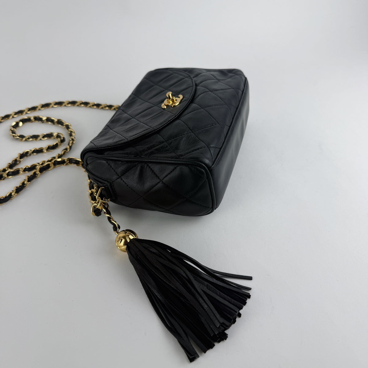 Vintage Quilted Flap Camera Bag — 24K Gold Hardware