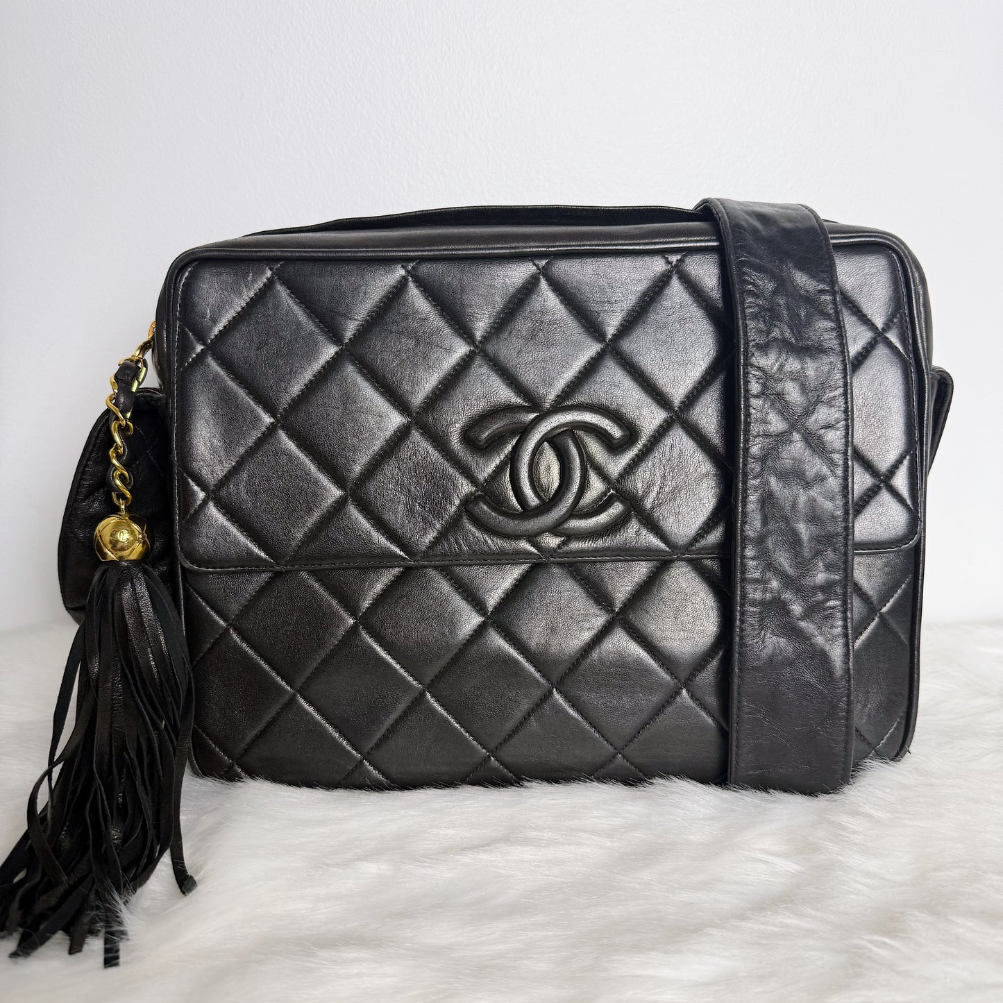 CHANEL Quilted Leather Crossbody Bag 24 Karat Gold
