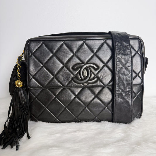 CHANEL Quilted Leather Crossbody Bag 24 Karat Gold