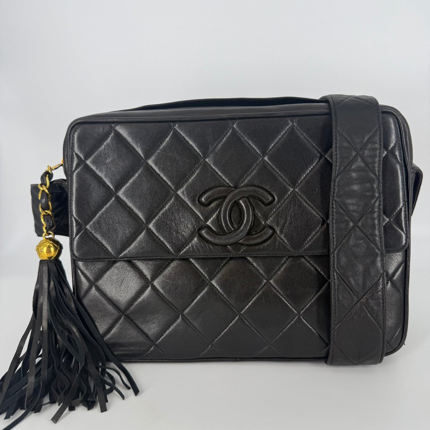 CHANEL Quilted Leather Crossbody Bag 24 Karat Gold