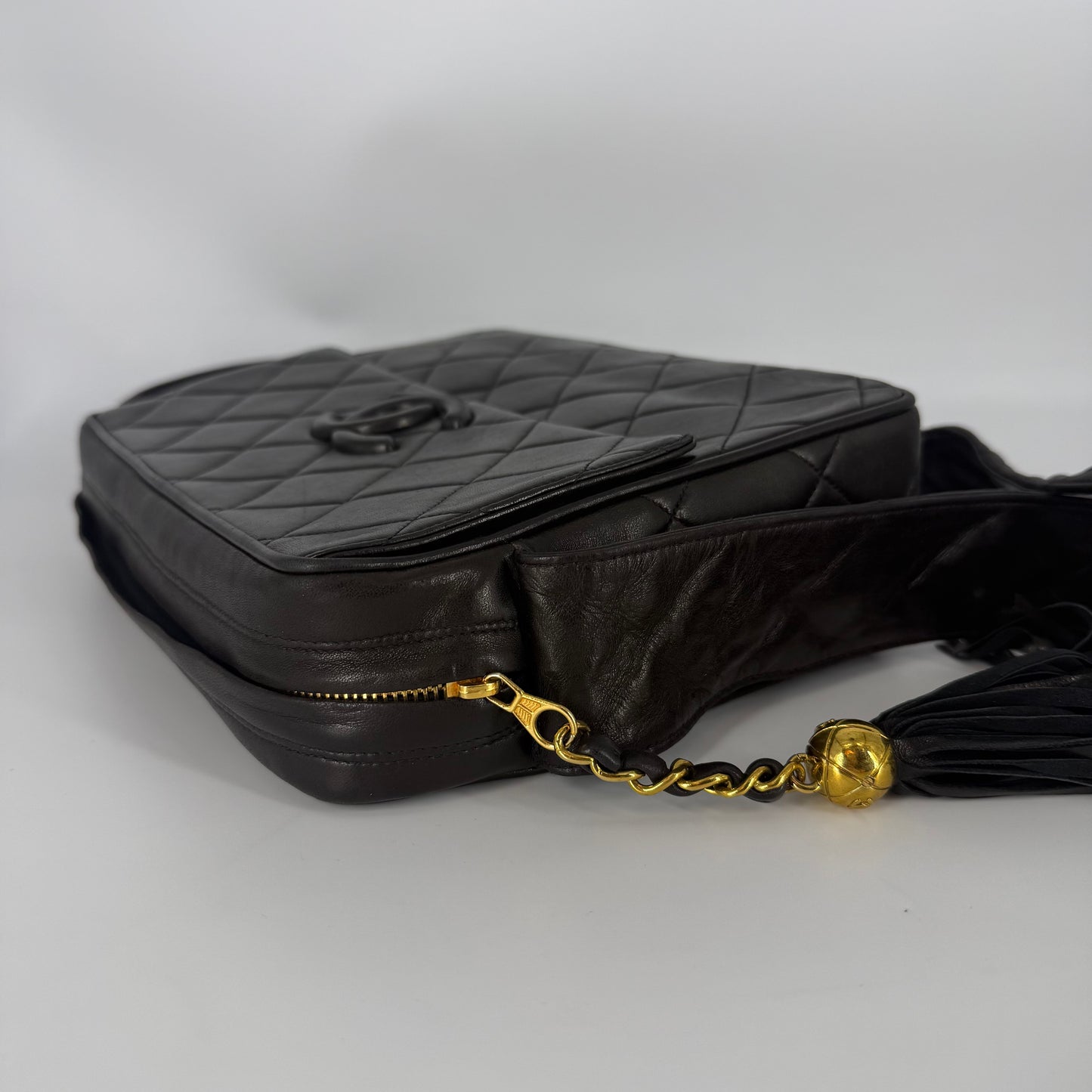 CHANEL Quilted Leather Crossbody Bag 24 Karat Gold