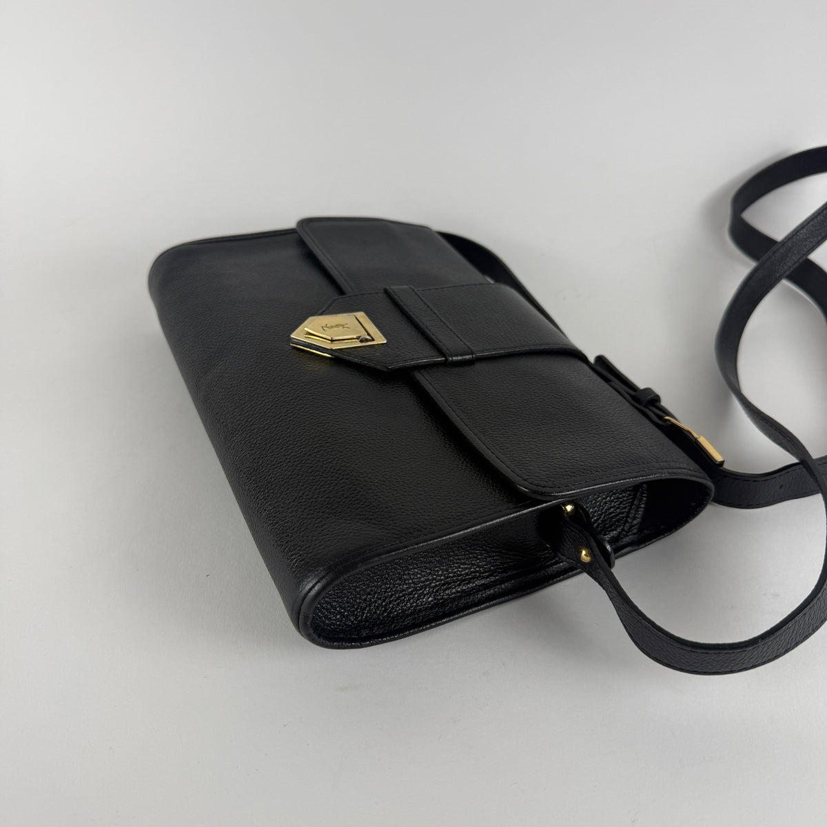 Vintage Crossbody Bag — Black Grained Leather
